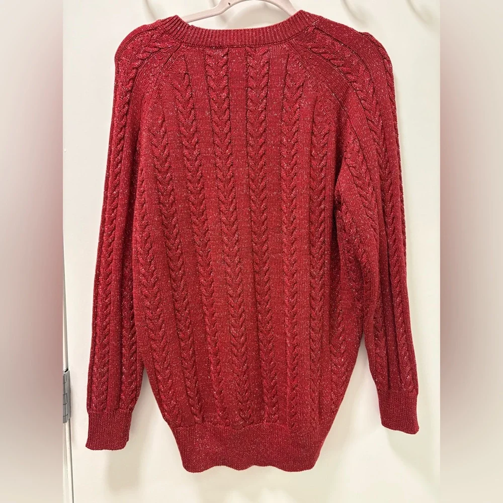 Athleta Crossroads Crew Sweater Red Metallic Size S - Picture 5 of 9